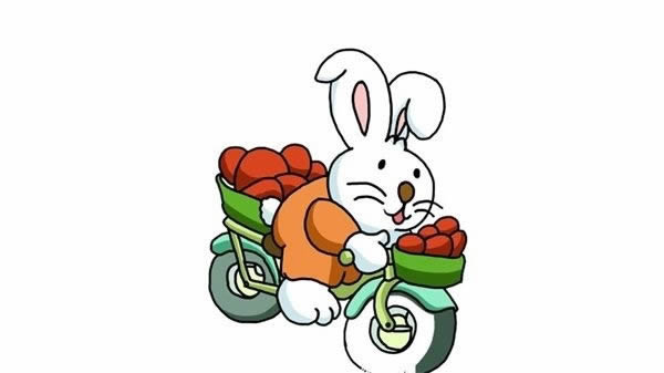 小兔子骑自行车怎么画