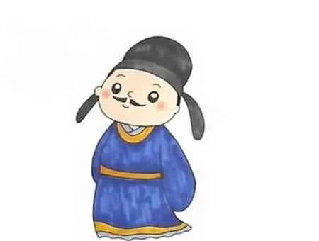 背着手的古代诗人杜牧的简笔画