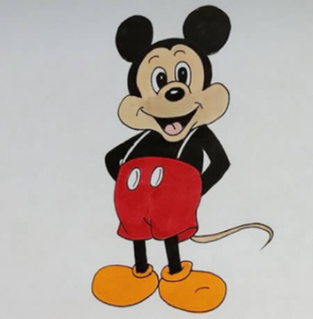 迪士尼米老鼠简笔画加颜色
