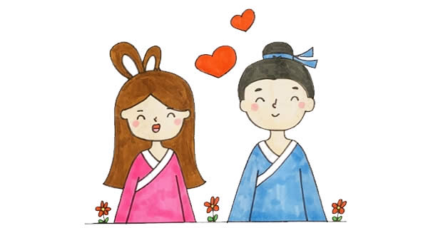 牛郎织女的手绘简笔画图片大全