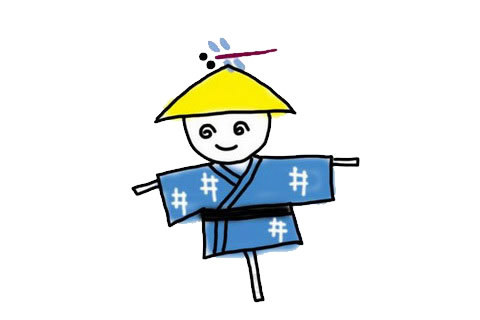 可爱的稻草人的简笔画