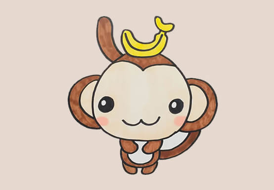 猴子顶着香蕉怎么画
