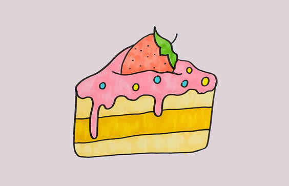 草莓小蛋糕简笔画怎么画