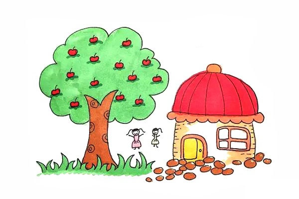房屋和果树怎么画简笔画