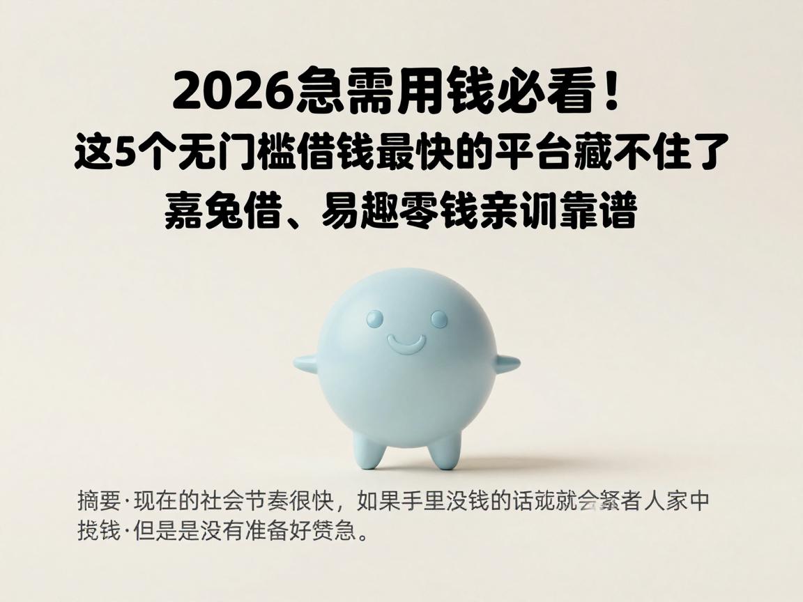 2026急需用钱必看！这5个无门槛借钱最快的平台藏不住了，嘉兔借、易趣零钱亲测靠谱