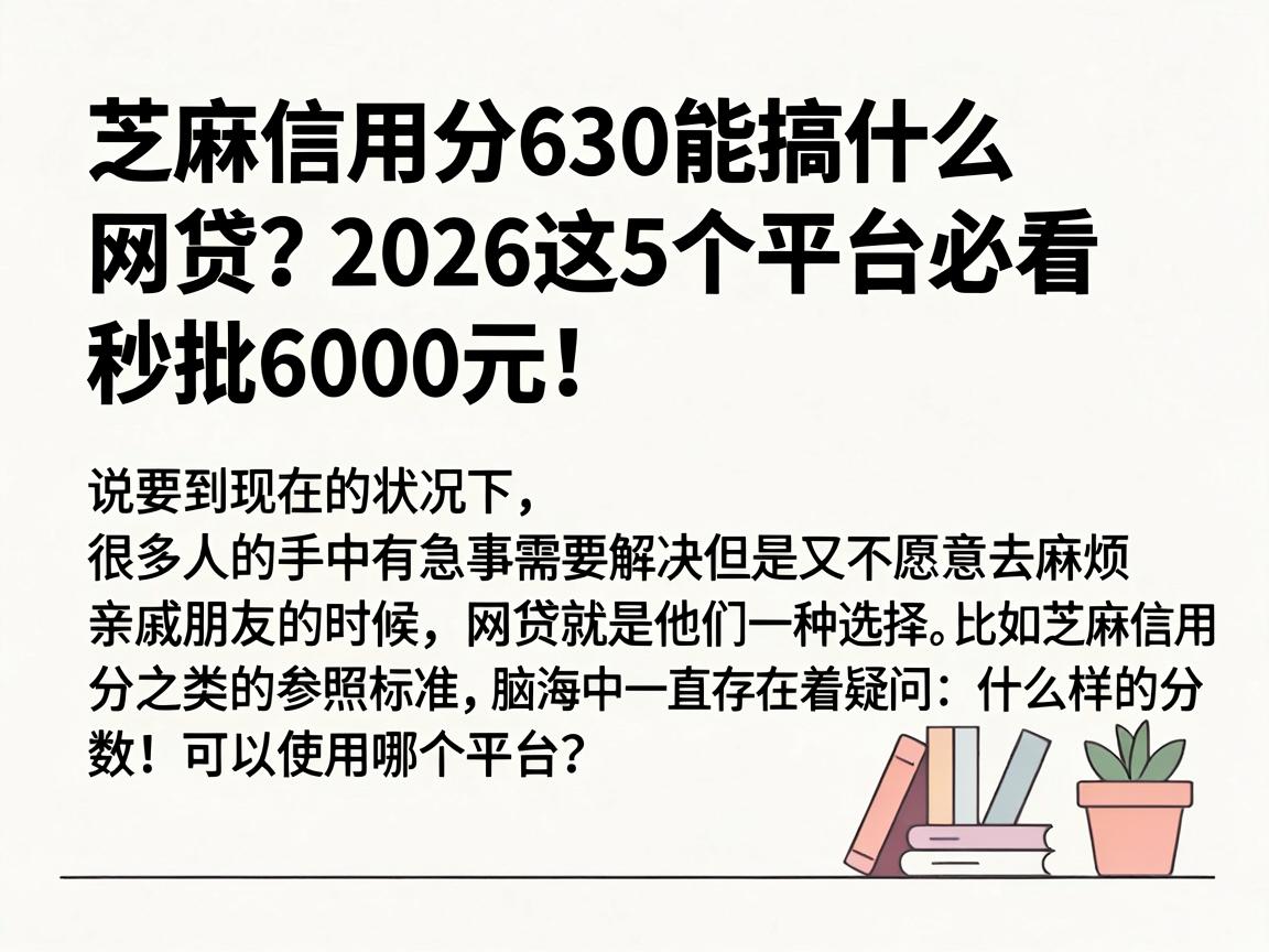 芝麻信用分630能搞什么网贷?2026这5个平台必看,秒批6000元!