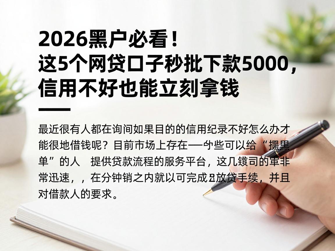 2026黑户必看!这5个网贷口子秒批下款50000,信用不好也能立刻拿钱