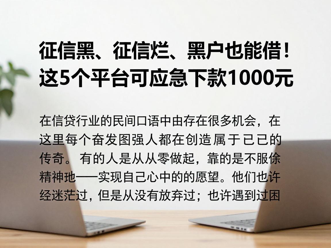 征信黑、征信烂、黑户也能借!这5个平台可应急下款1000元