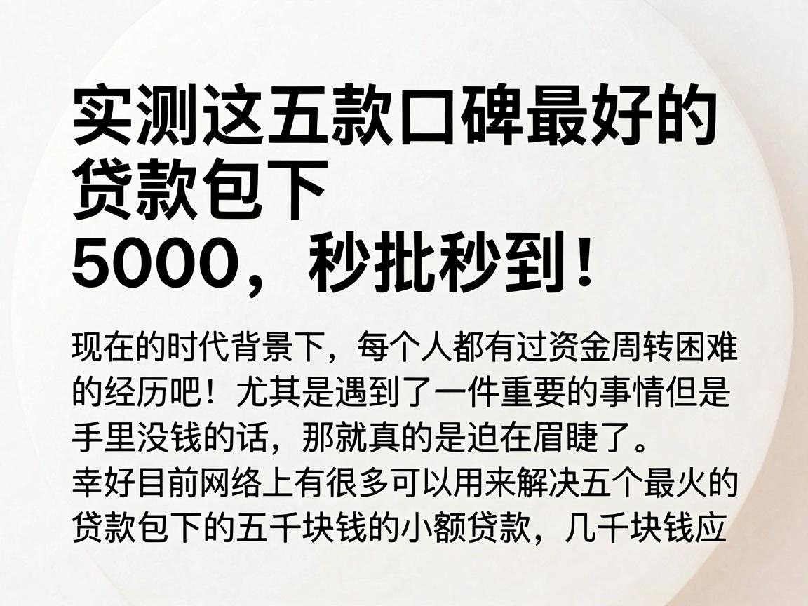 实测这五款口碑最好的贷款包下5000,秒批秒到!