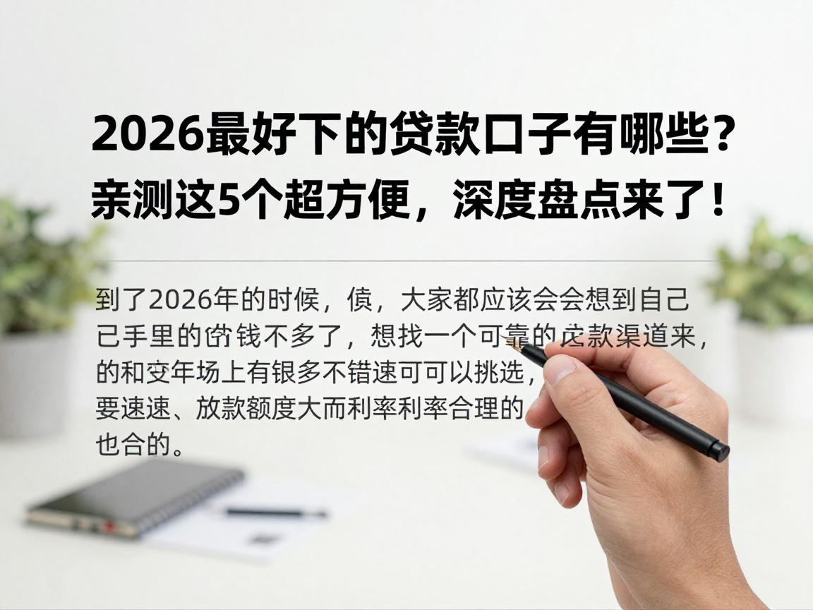 2026最好下的贷款口子有哪些?亲测这5个超方便,深度盘点来了!