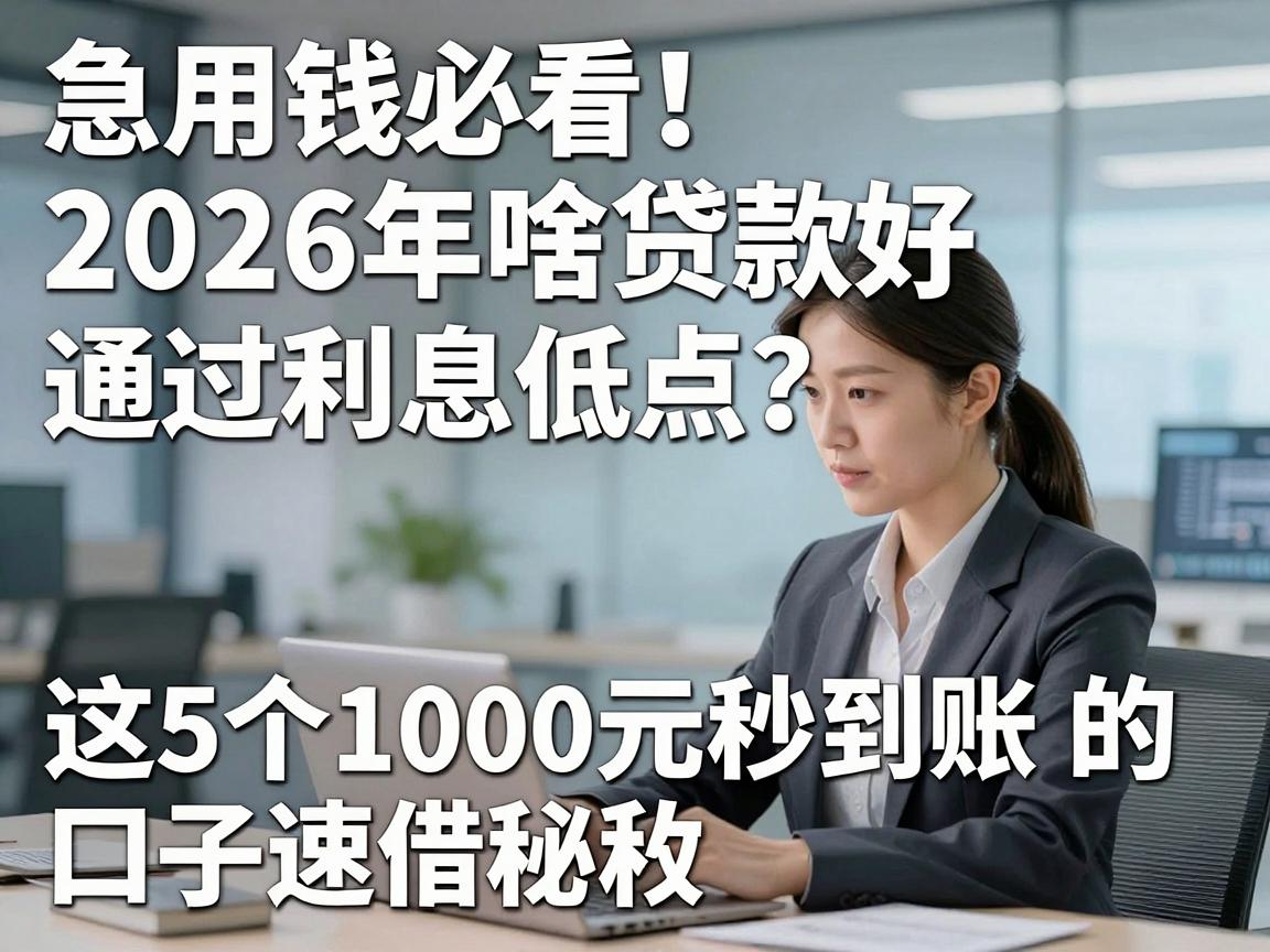 急用钱必看!2026年啥贷款好通过利息低点?这5个1000元秒到账的口子速借秘籍公开