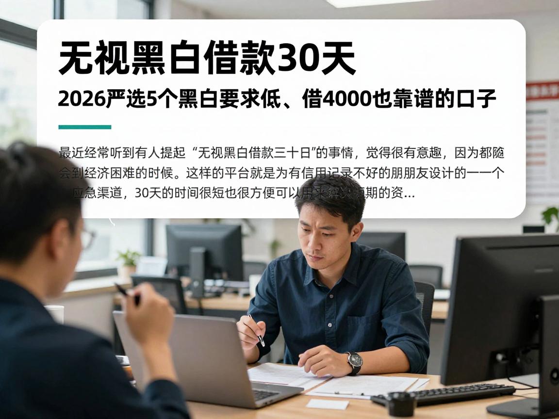 无视黑白借款30天!2026严选5个黑白要求低、借4000也靠谱的口子
