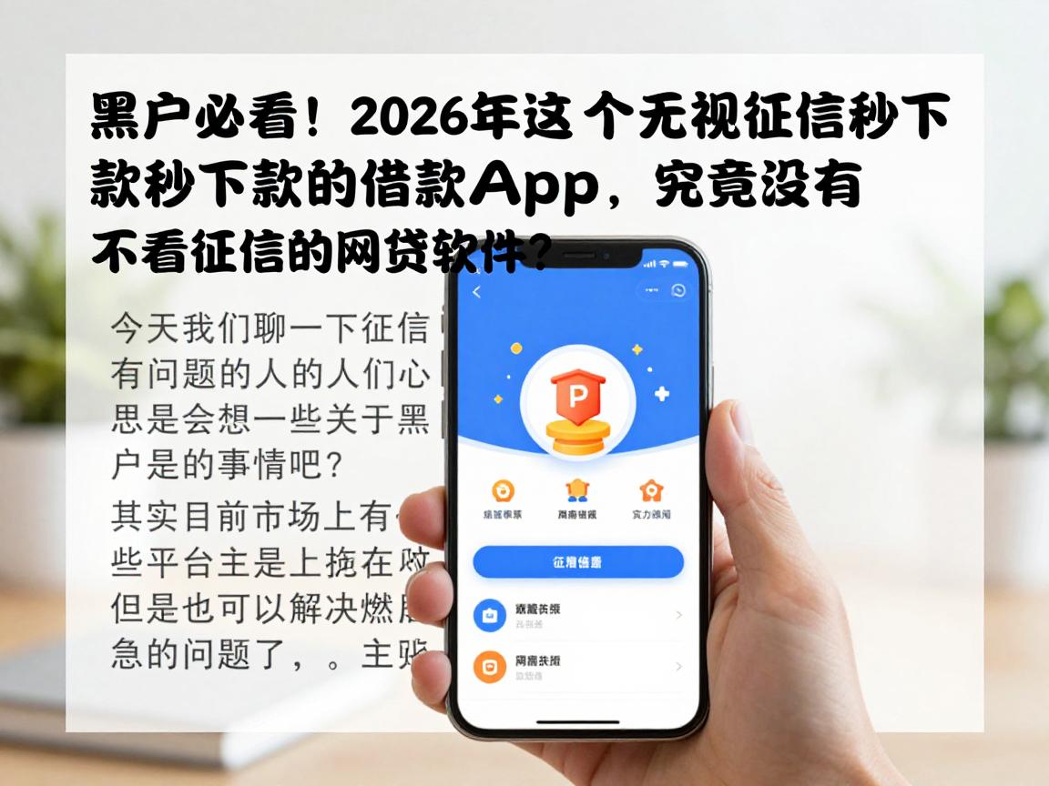 黑户必看！2026年这5个无视征信秒下款的借款app，究竟有没有不看征信的网贷软件？