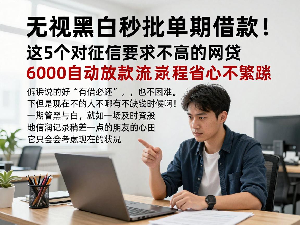 无视黑白秒批单期借款！这5个对征信要求不高的网贷，6000自动放款流程省心不繁琐