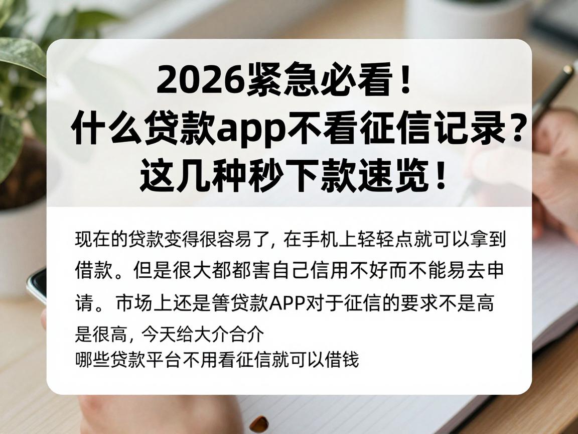 2026紧急必看!什么贷款app不看征信记录?这几种秒下款速览!