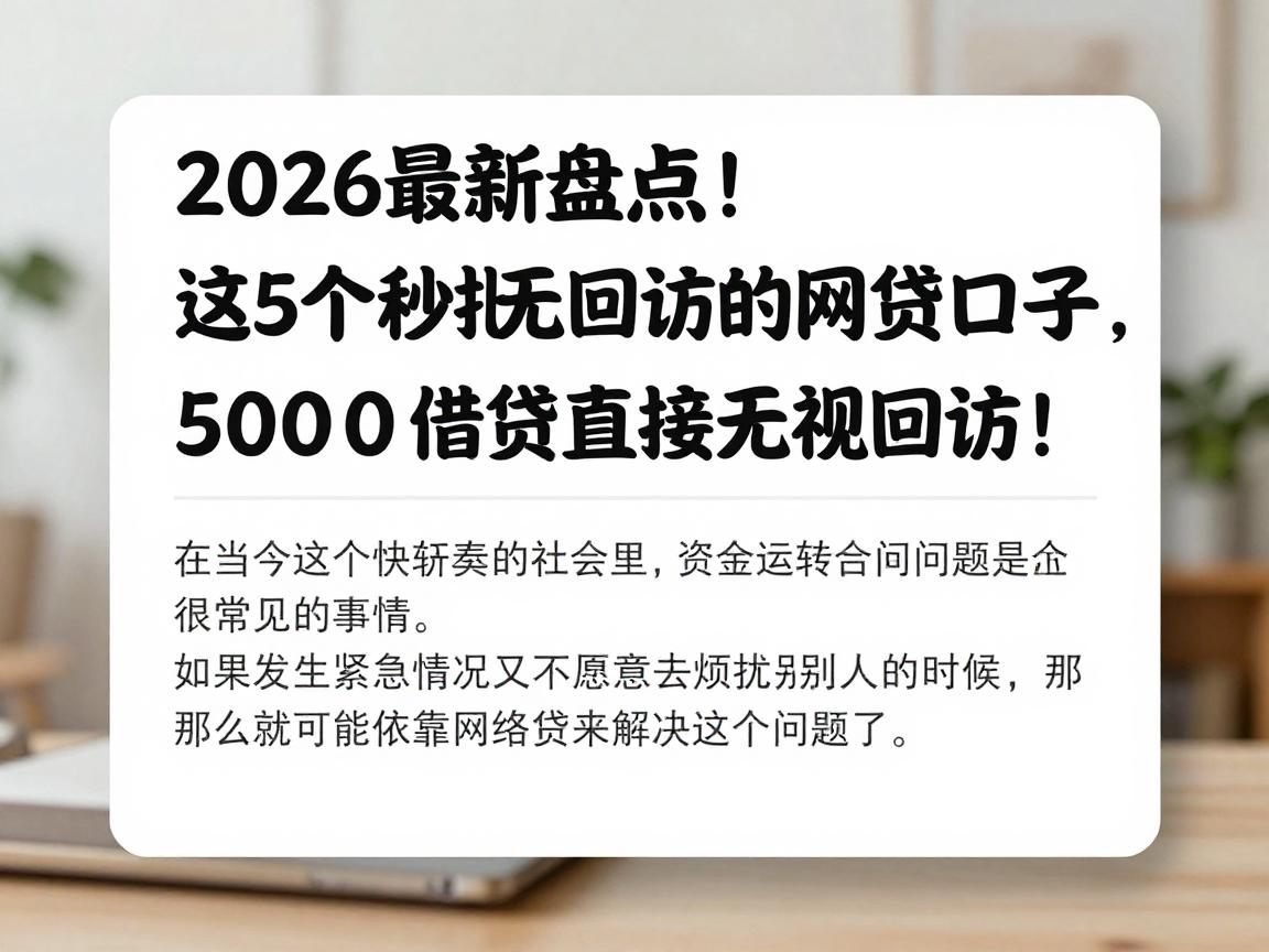 2026最新盘点!这5个秒批无回访的网贷口子,5000元借款直接无视回访!