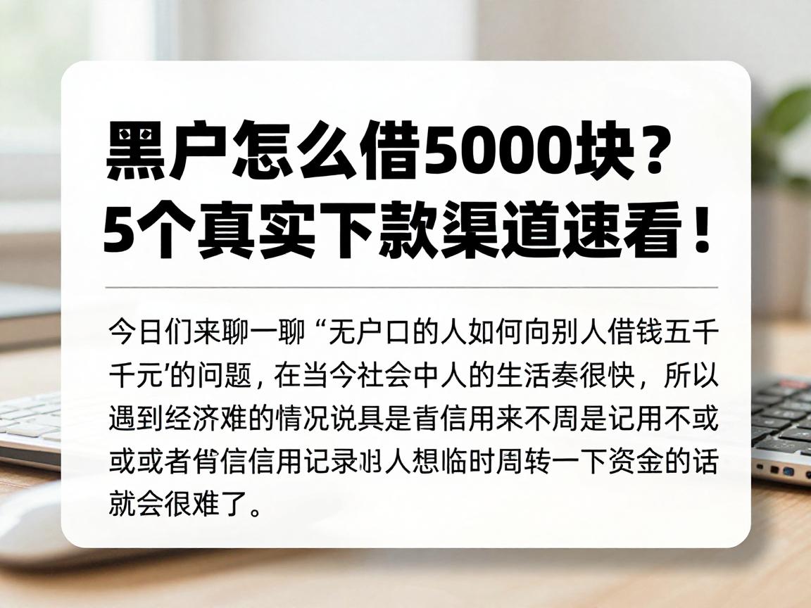 黑户怎么借5000块？5个真实下款渠道速看！