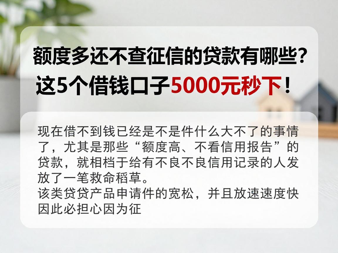 额度多还不查征信的贷款有哪些?这5个借钱口子5000元秒下!