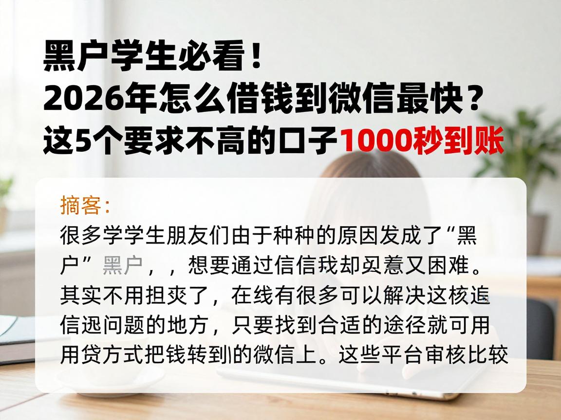 黑户学生必看!2026年怎么借钱到微信最快?这5个要求不高的口子1000秒到账