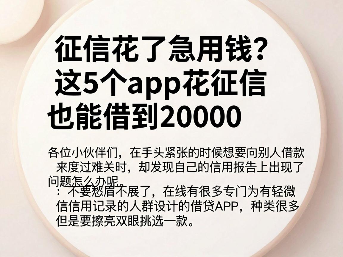 征信花了急用钱？这5个App花征信也能借到20000