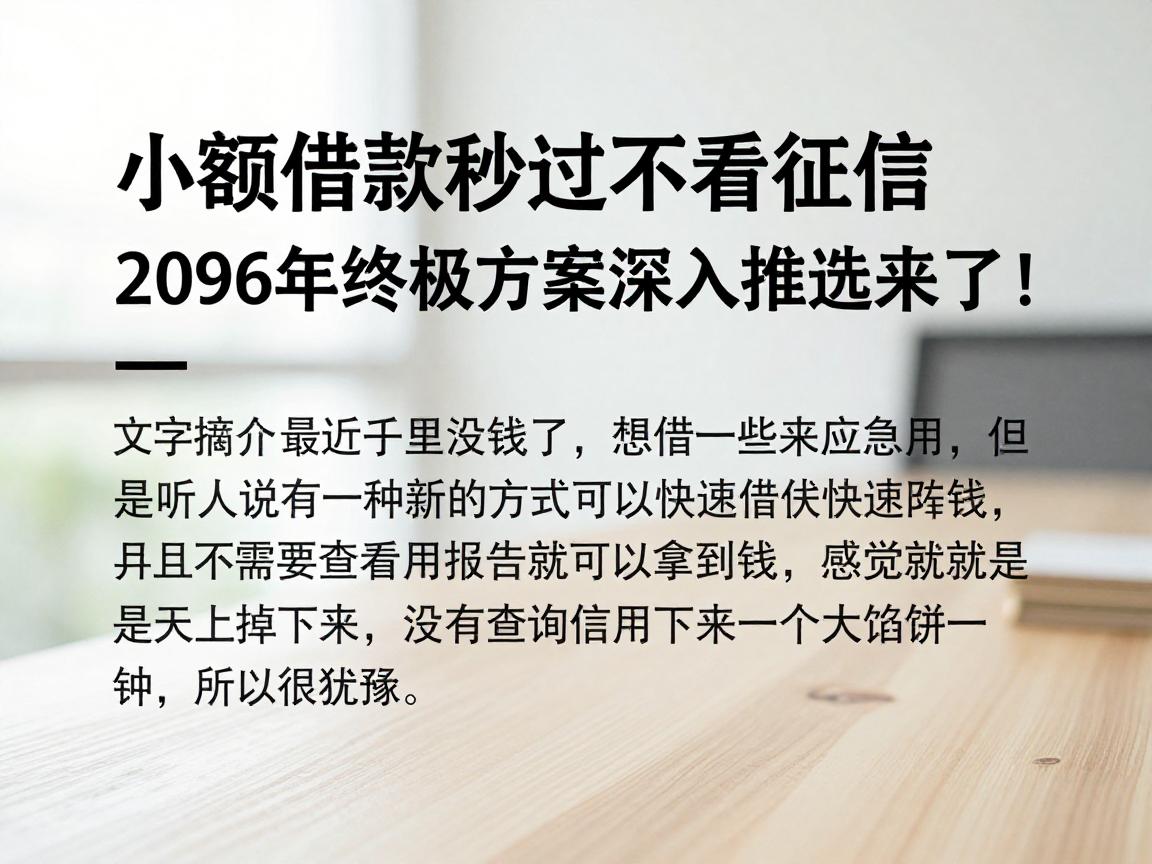 小额借款秒过不看征信,2026年终极方案深入推选来了!