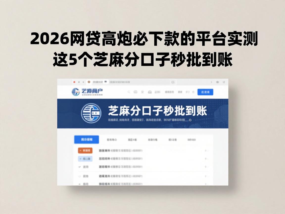 无视黑白户!2026网贷高炮必下款的平台实测,这5个芝麻分口子秒批到账