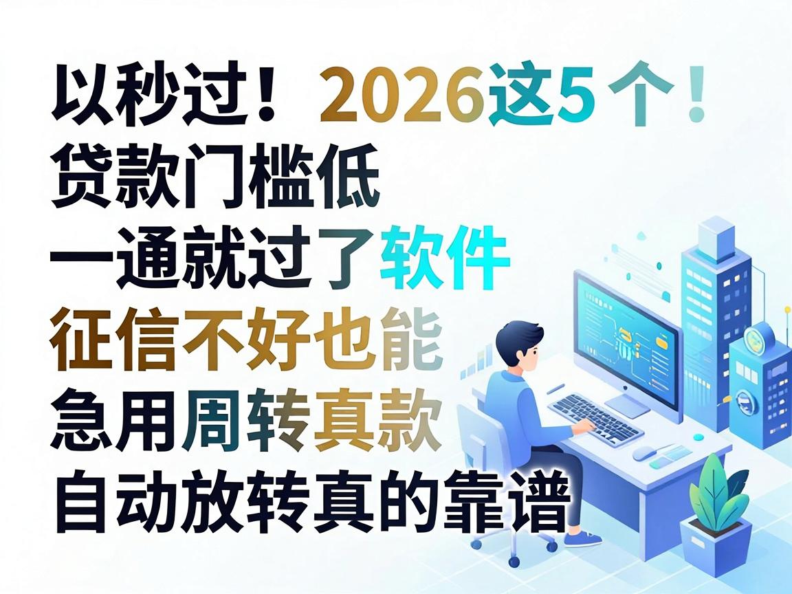 秒过!2026这5个贷款门槛低一通就过了软件,征信不好也能自动放款,急用周转真的靠谱