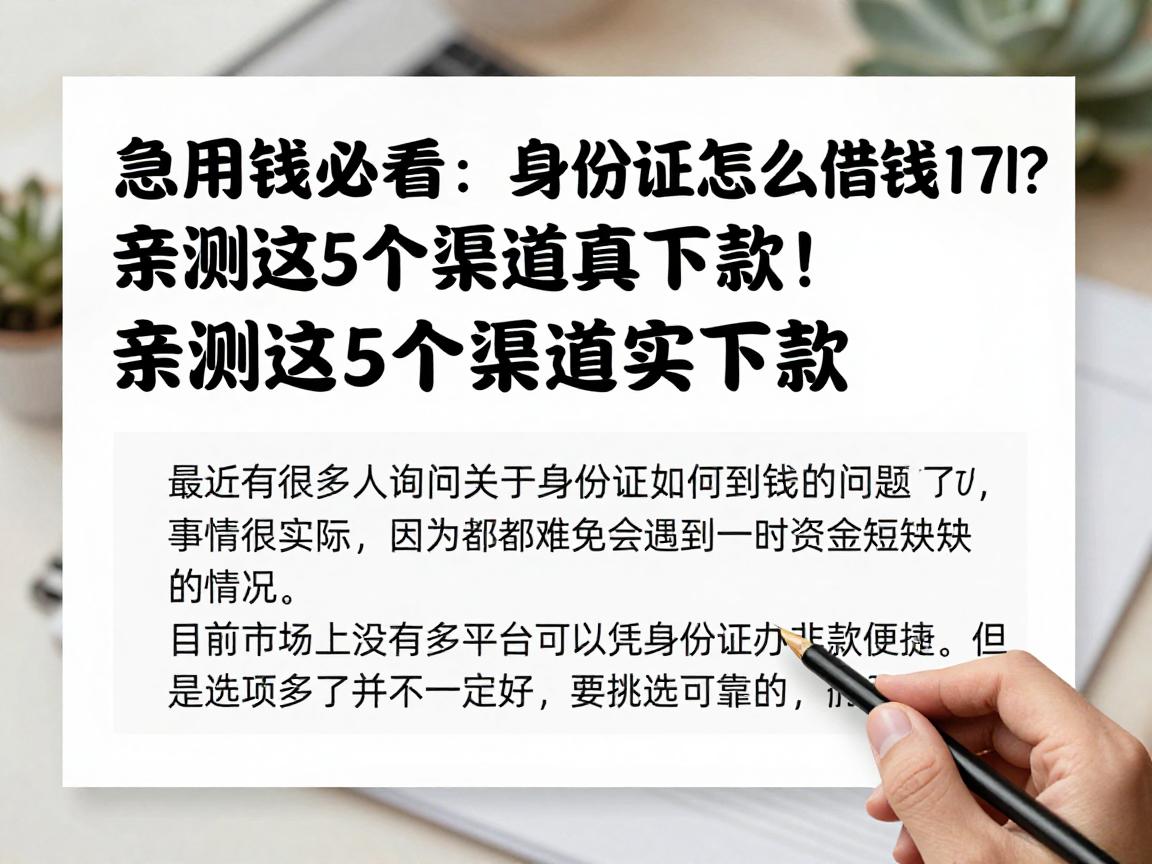 急用钱必看:身份证怎么借钱17l?亲测这5个渠道真实下款!