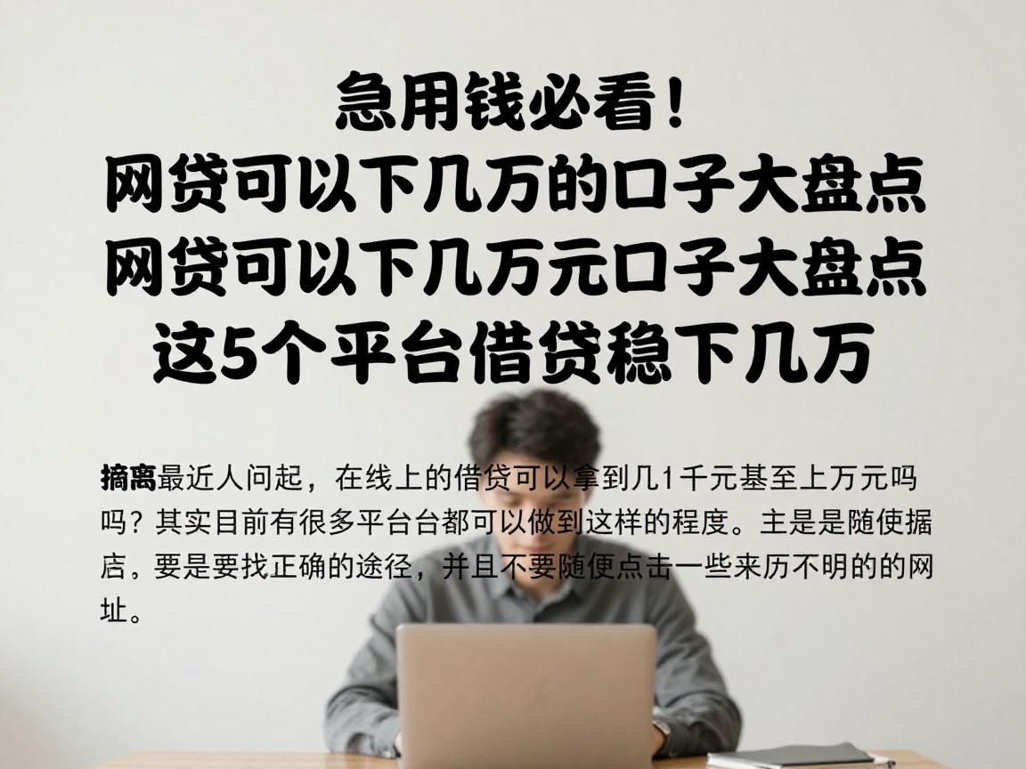 急用钱必看！网贷可以下几万的口子大盘点，这5个平台借款稳下几万