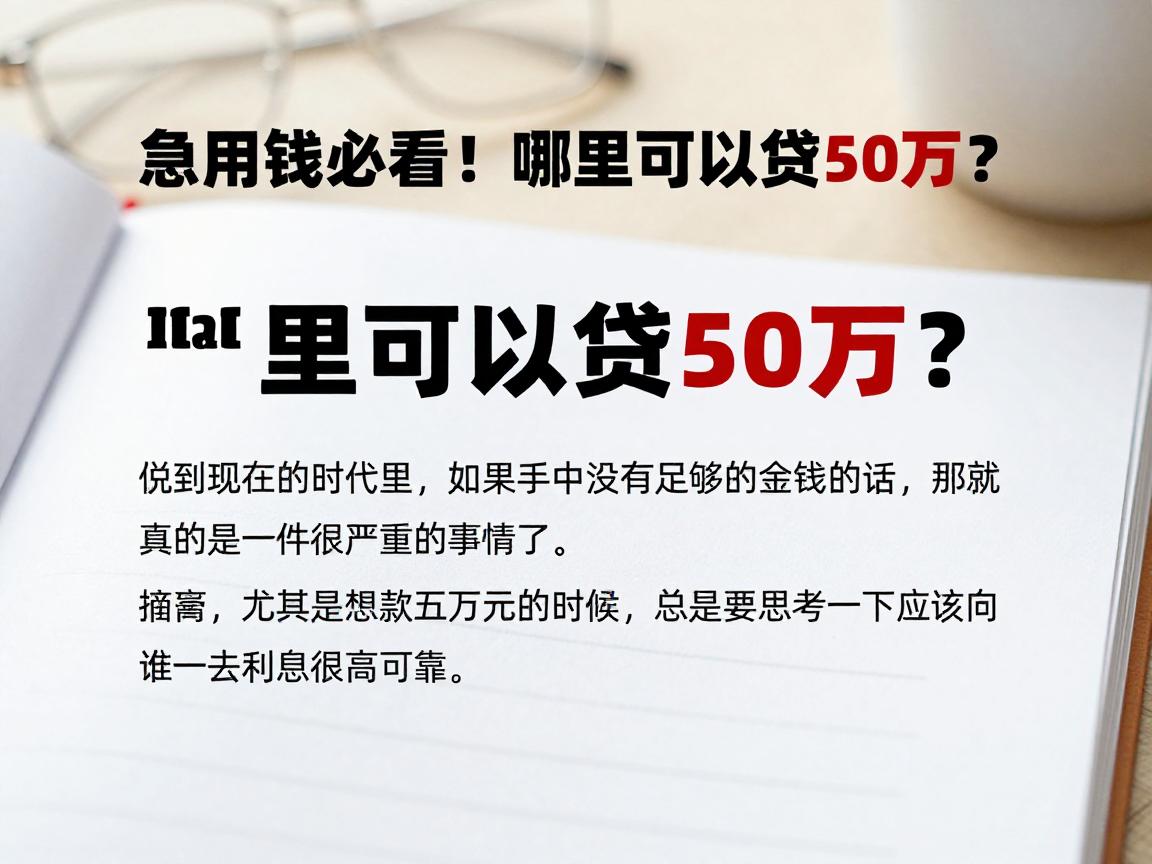 急用钱必看!哪里可以贷50万?2026年这几家平台资质要求不高,应急周转速览