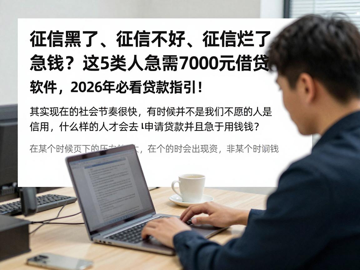 征信黑了、征信不好、征信烂了急需钱?这5类人急需7000元借钱软件,2026年必看贷款指引!