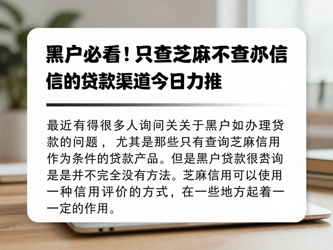 黑户必看!只查芝麻信用不查征信的贷款渠道今日力推