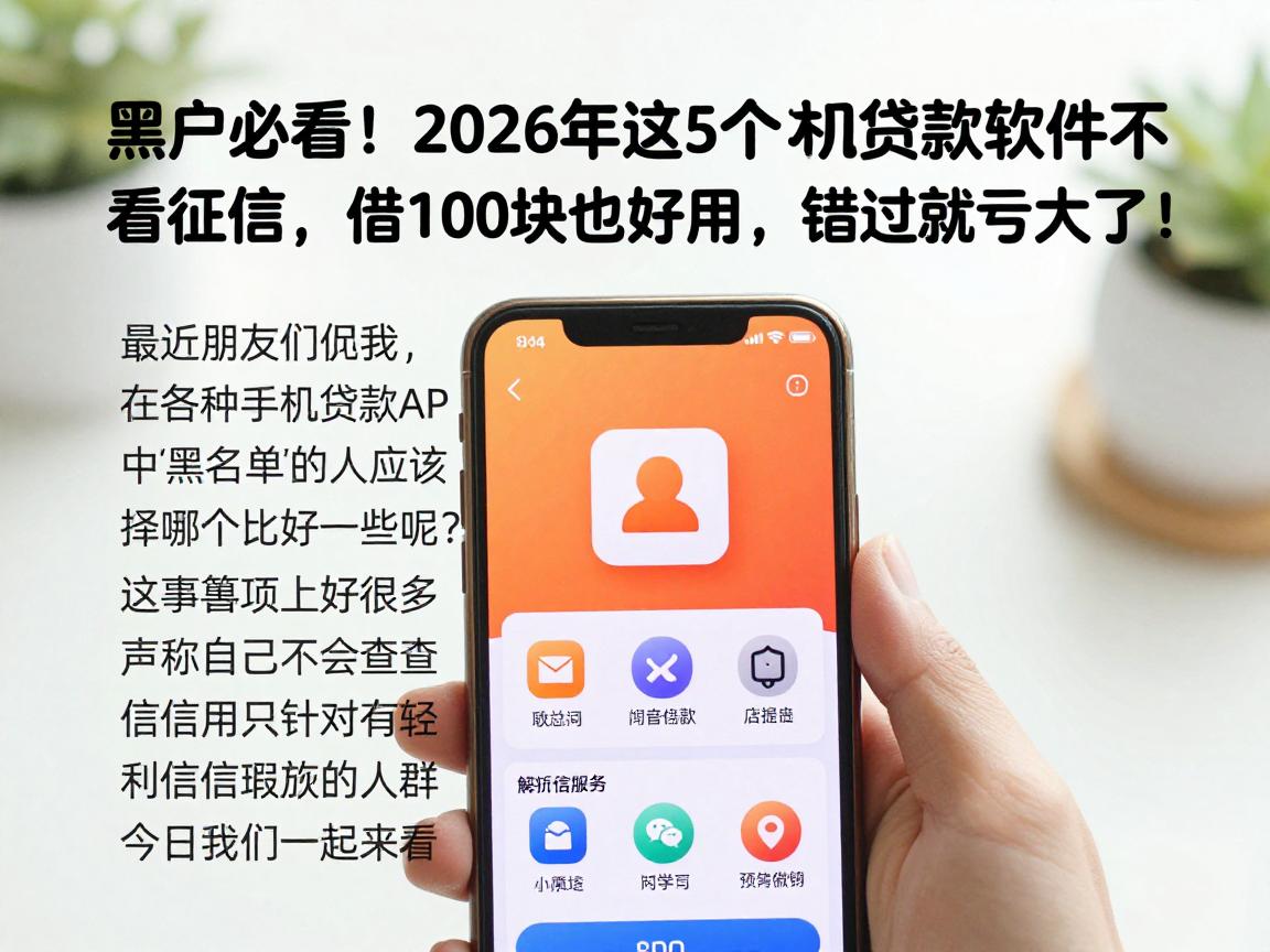 黑户必看!2026年这5个手机贷款软件不看征信,借100块也好用,错过就亏大了!