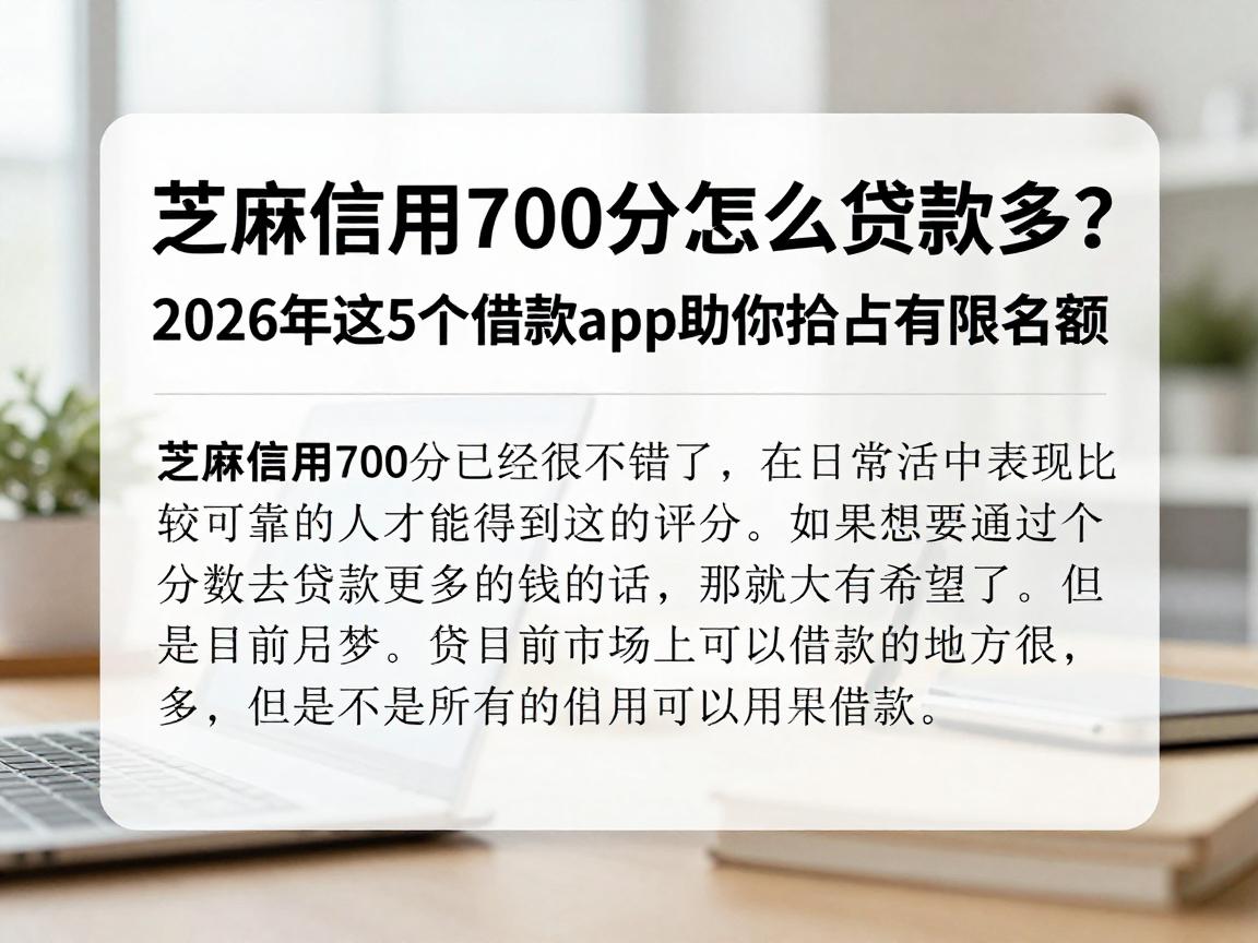 芝麻信用700分怎么贷款多?2026年这5个借款app助你抢占有限名额