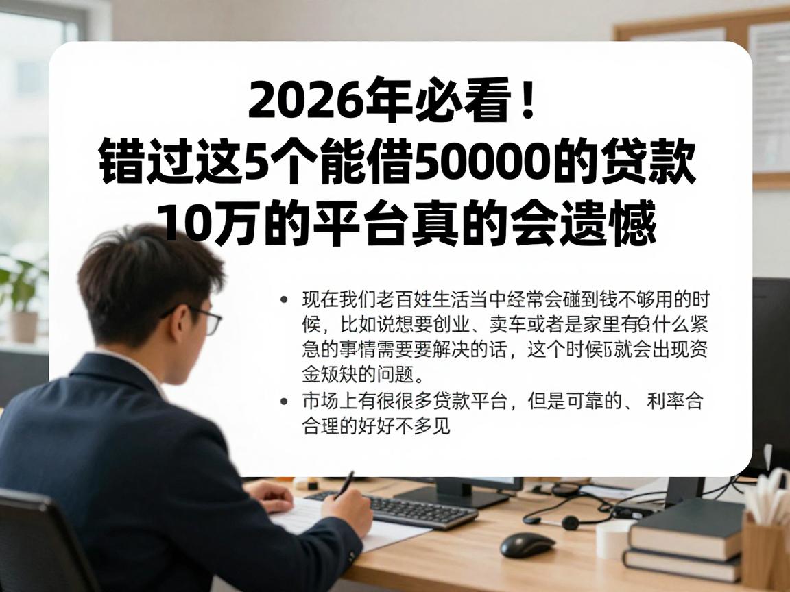 2026年必看!错过这5个能借50000的贷款10万的平台真的会遗憾