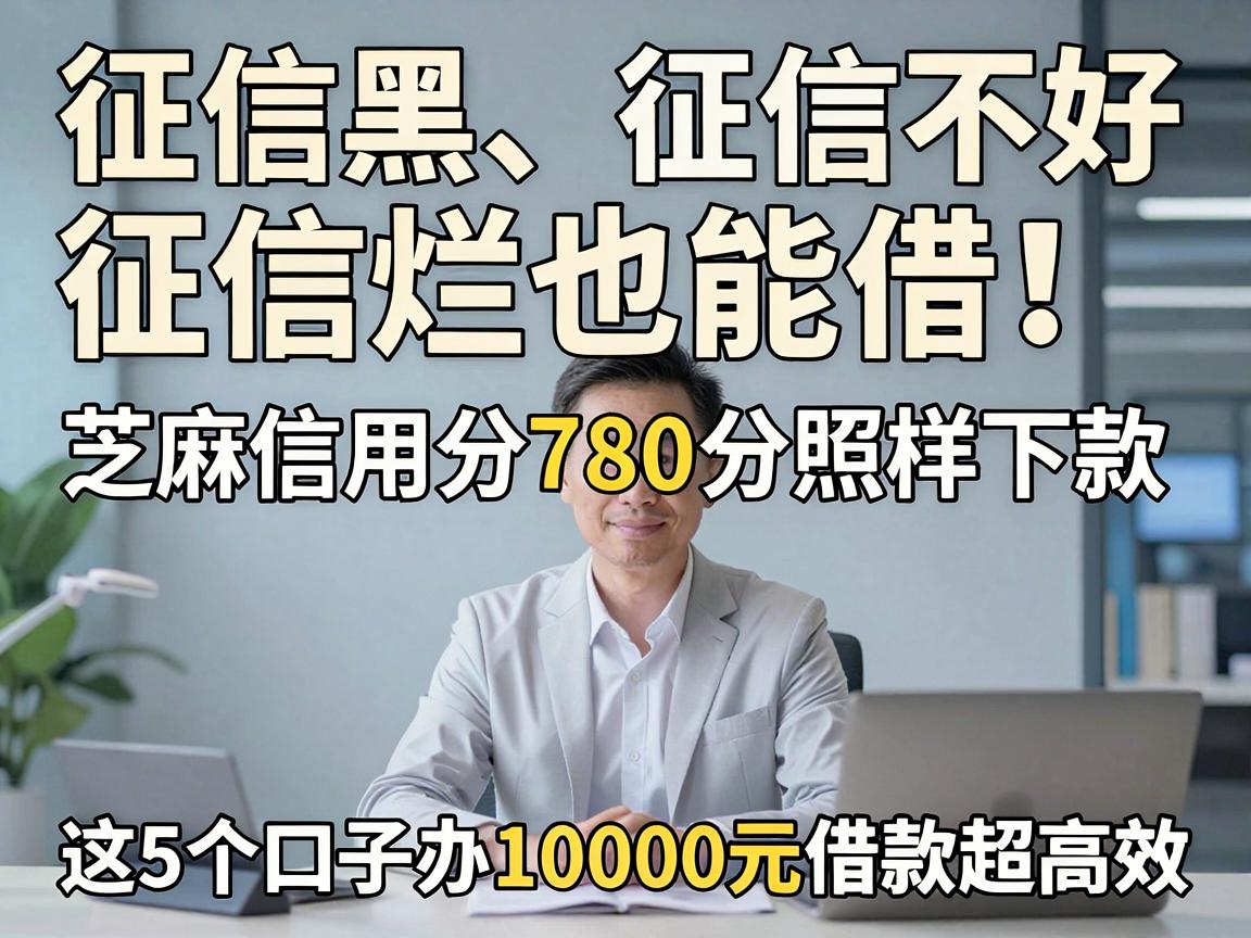 征信黑、征信不好、征信烂也能借！芝麻信用分780分照样下款，这5个口子办10000元借款超高效