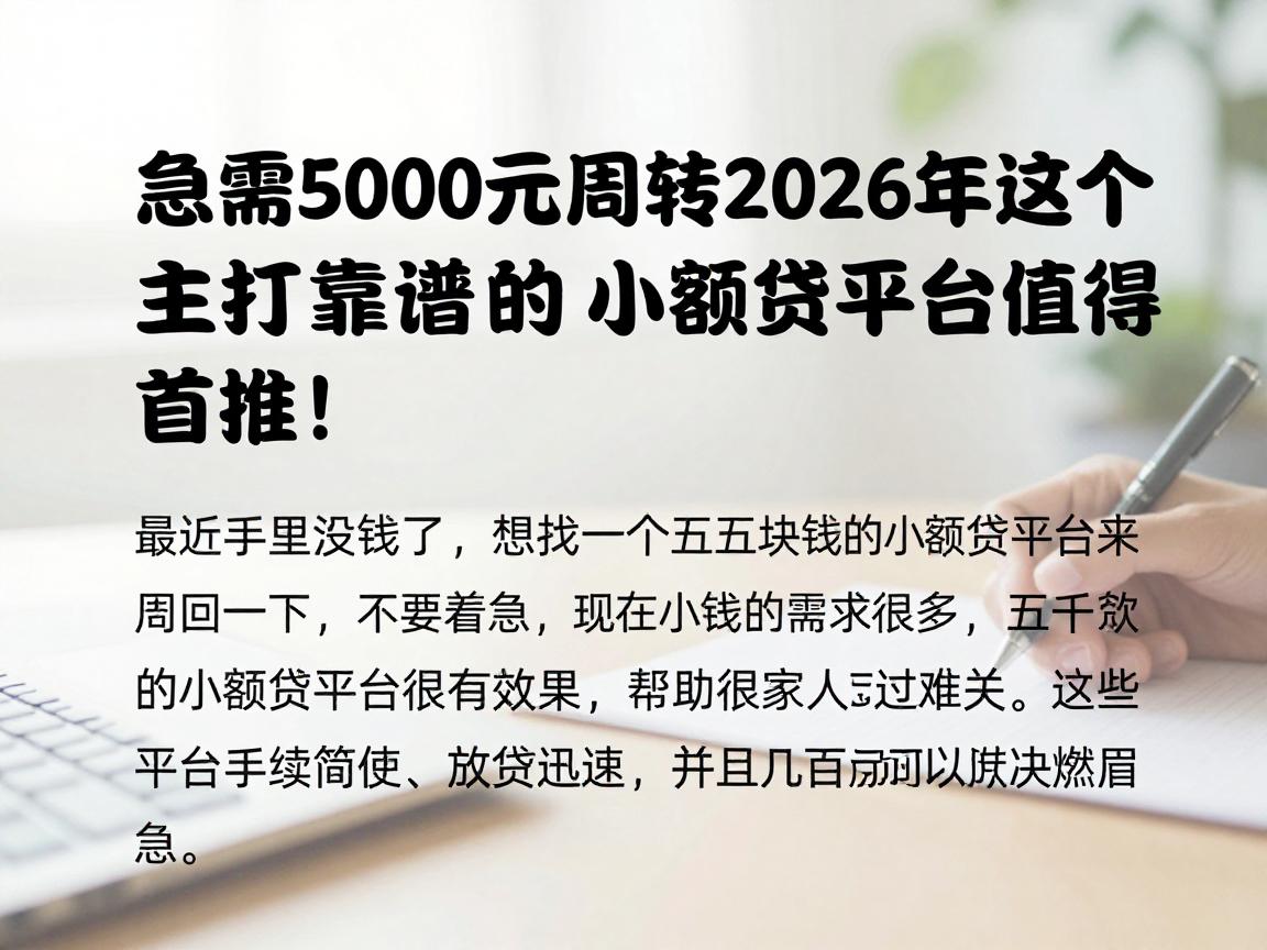 急需5000元周转?2026年这5个主打靠谱的小额贷款平台值得首推!