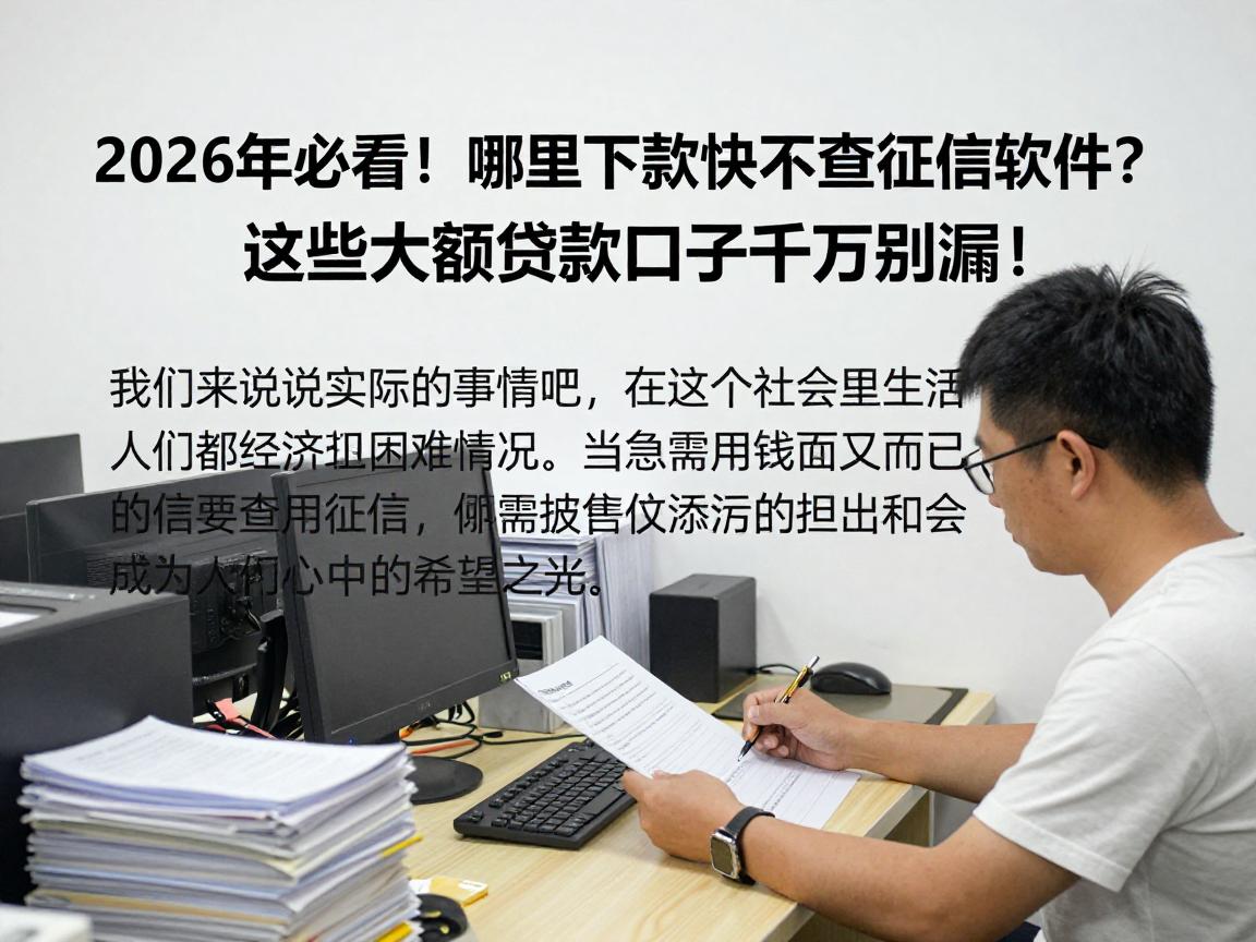 2026年必看!哪里下款快不查征信的软件?这些大额贷款口子千万别漏!
