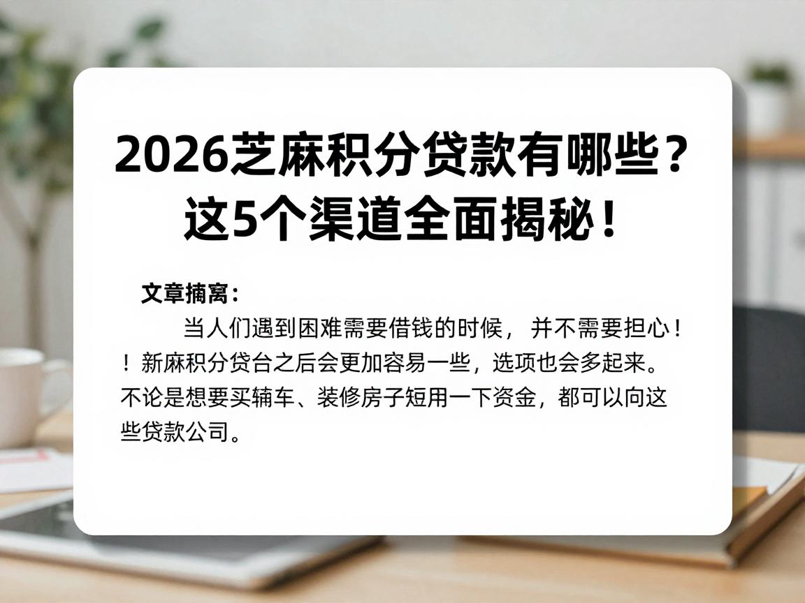 2026芝麻积分贷款有哪些?这5个渠道全面揭秘!