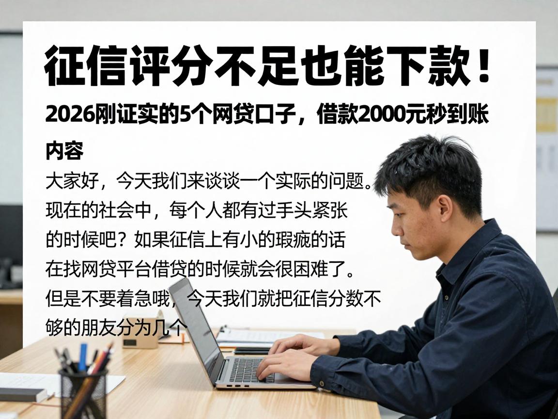 征信评分不足也能下款!2026刚证实的5个网贷口子,借款2000元秒到账