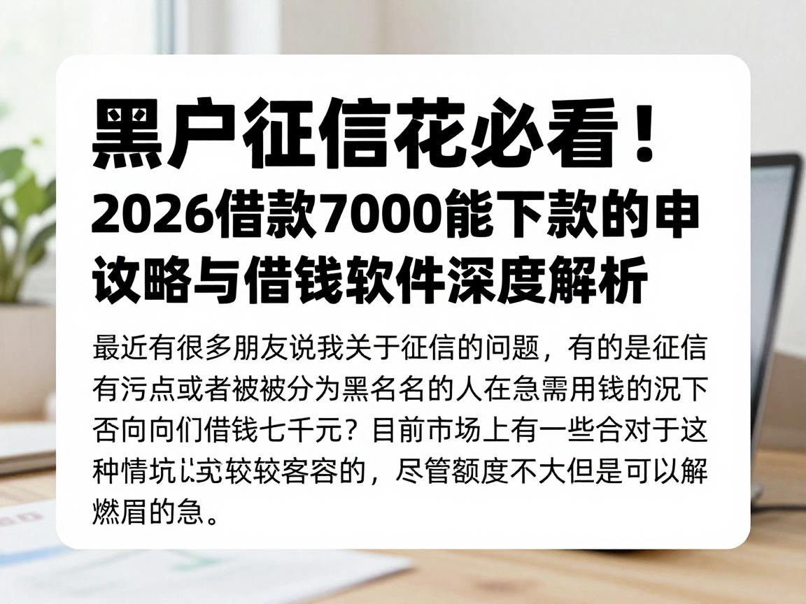 黑户征信花必看!2026借款7000能下款的申请攻略与借钱软件深度解析