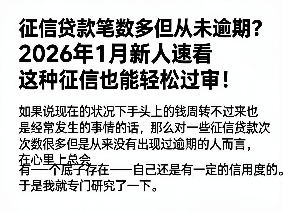 征信贷款笔数多但从未逾期？2026年1月新人速看，这种征信也能轻松过审！