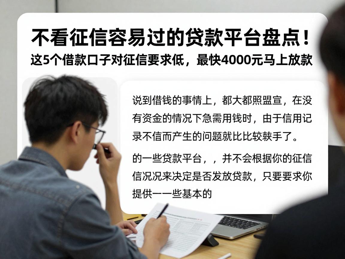 不看征信容易过的贷款平台盘点!这5个借款口子对征信要求低,最快4000元马上放款