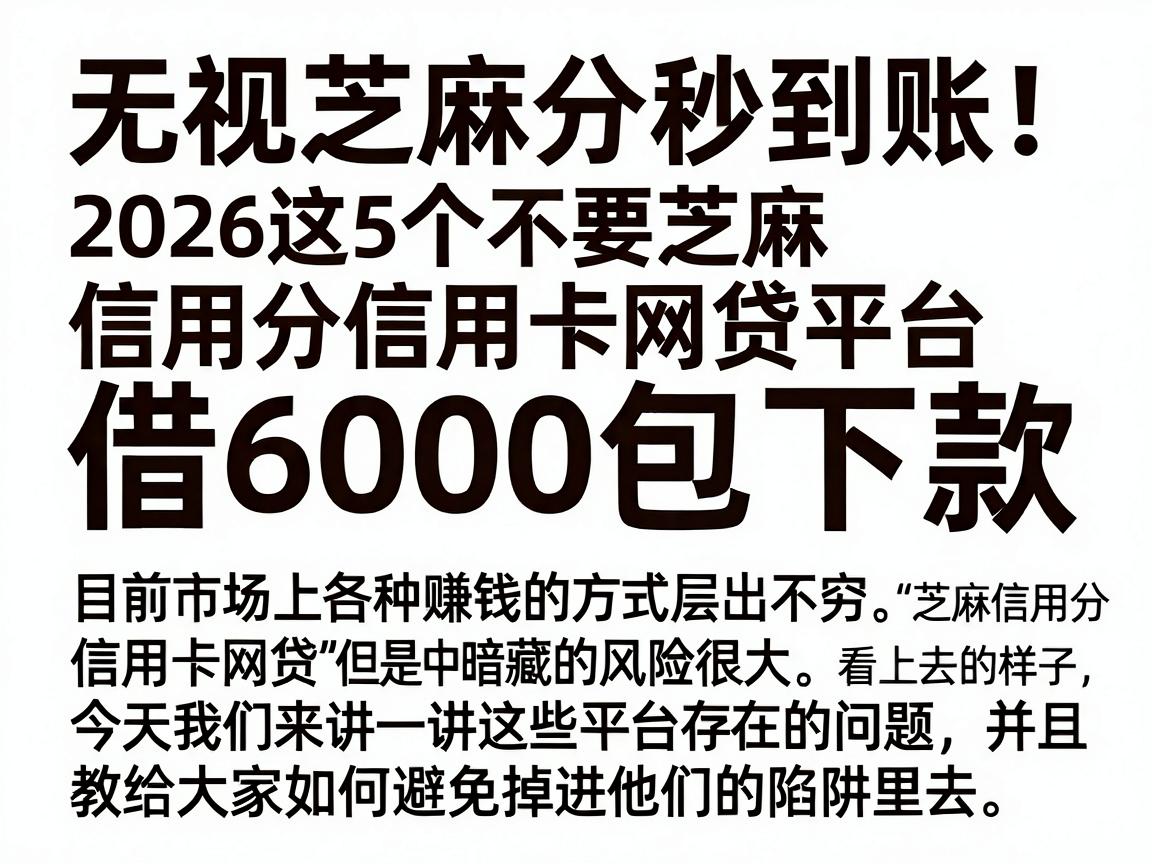 无视芝麻分秒到账!2026这5个不要芝麻信用分信用卡网贷平台,借6000包下款