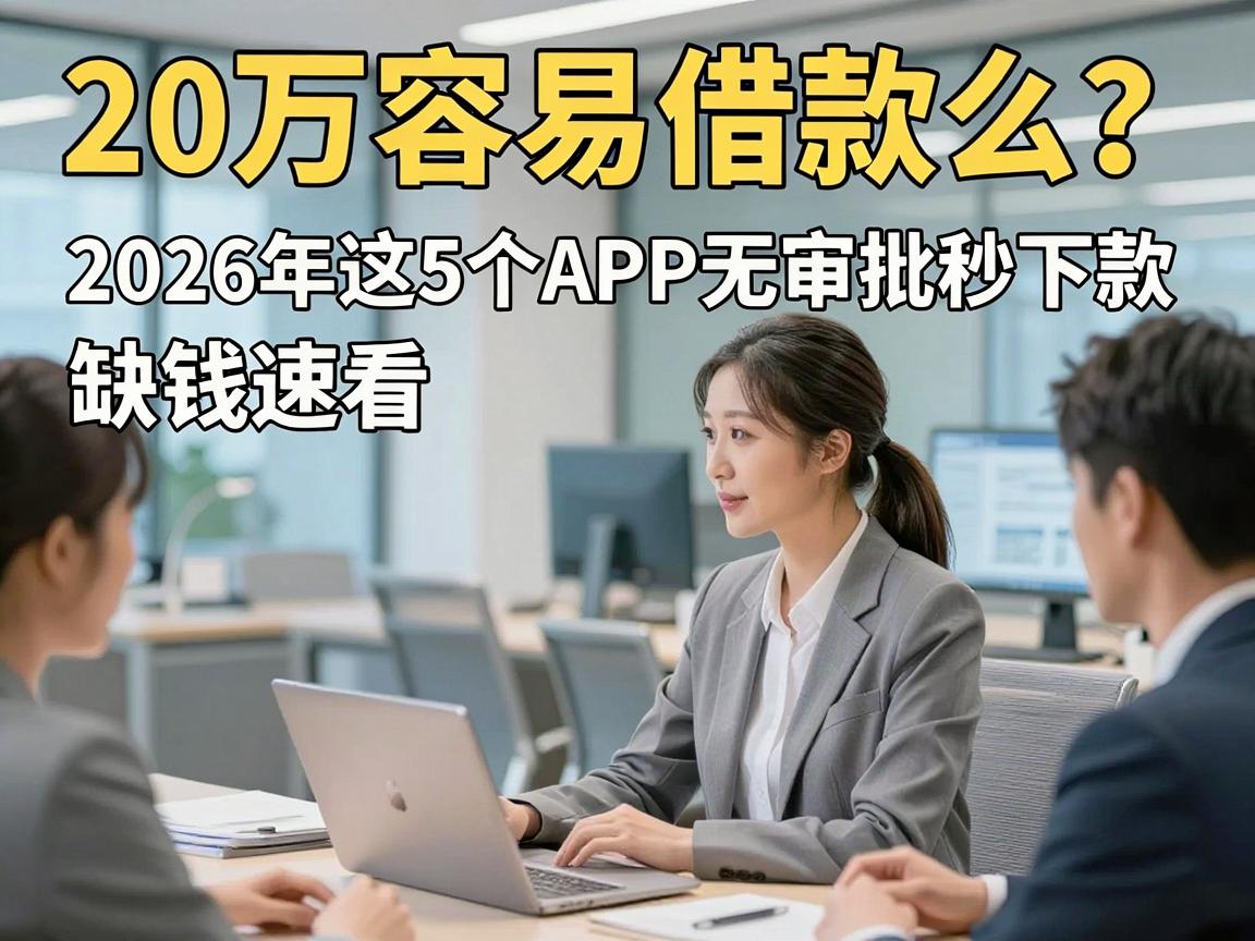 20万容易借款么？2026年这5个APP无审批秒下款，缺钱速看