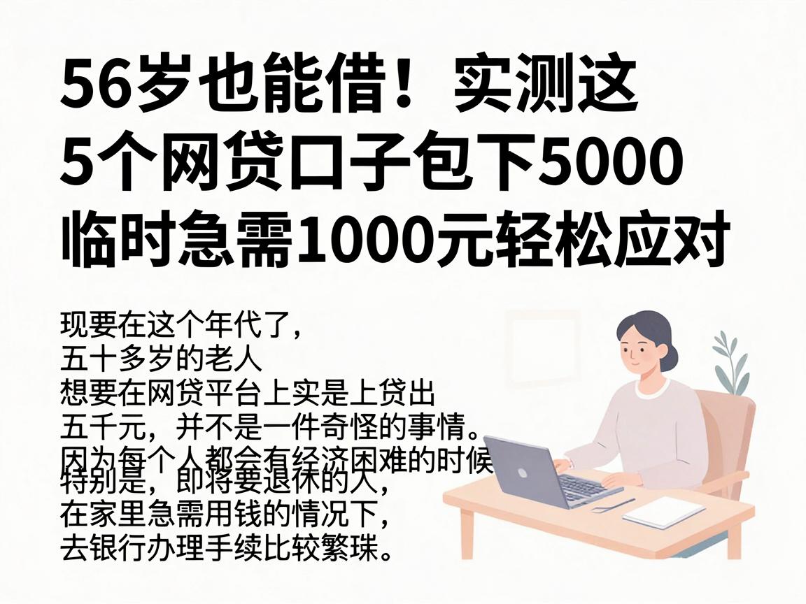 56岁也能借！实测这5个网贷口子包下5000，临时急需1000元轻松应对