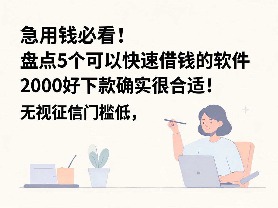 急用钱必看!盘点5个可以快速借钱的软件,无视征信门槛低,2000好下款确实很合适!