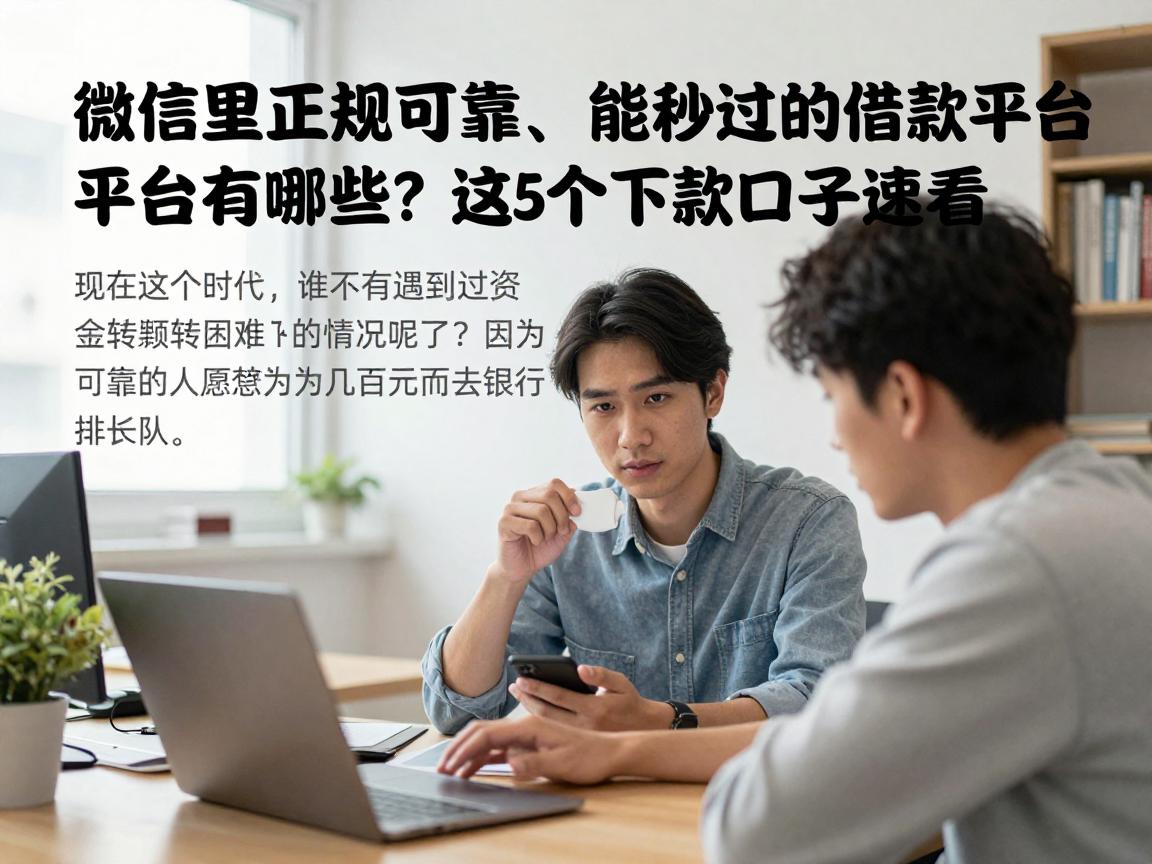 微信里正规可靠、能秒过的借款平台有哪些？这5个下款口子速看