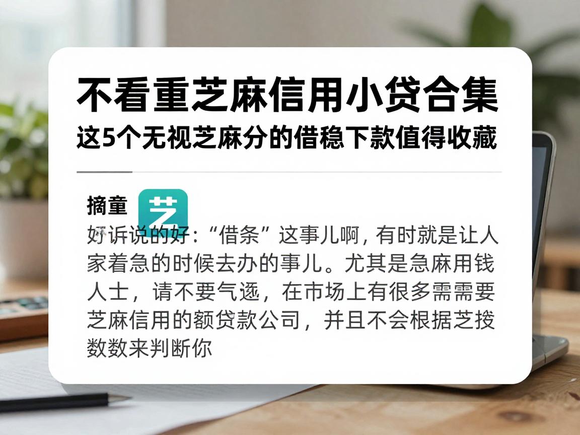 不看重芝麻信用的小贷合集,这5个无视芝麻分的借钱App稳下款值得收藏