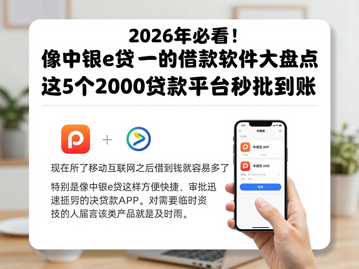 2026年必看！像中银e贷一样的借款软件大盘点，这5个2000贷款平台秒批到账